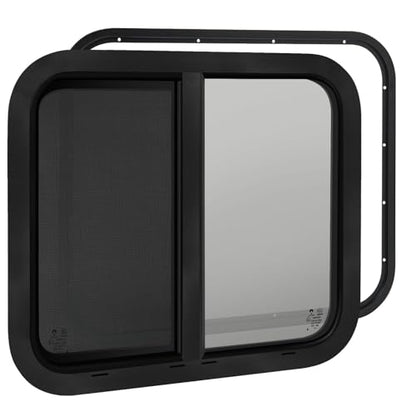 RV Window,Camper Replacement Horizontal Sliding RV Window for Cargo Trailer Utility Travel Trailer Cargo Van Truck SUV 24" W x 15" H,Fit 15/16" or 1-3/8" Thick Wall,Allow Error 1/16",DOT Approved - size: 24"W x 15"H