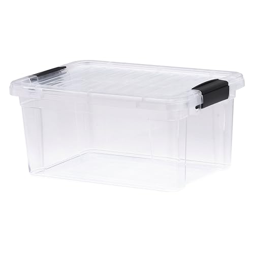 Superio Small Clear Storage Box with Lid, 6.6 Quart Plastic Container Bins for Organizing, Stackable Crates, BPA Free, Non Toxic, Odor Free, Organizers for Home, Office, School, and Dorm - size: 12" x 8.25" x 5.75"