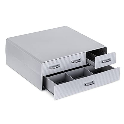 Navaris Coffee Pod Holder with 4 Drawers - Compatible with Nespresso, CBTL, K-Cups, Verismo - Capsule Storage Organizer 2-Tier Container Box - Gray