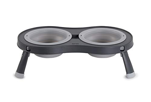Dexas Pets Double Elevated Pet Feeder, Light Gray, Large/2.5 Cup Capacity Bowls (PW110432429) - color: Light Gray, size: Large/2.5 Cup Capacity Bowls