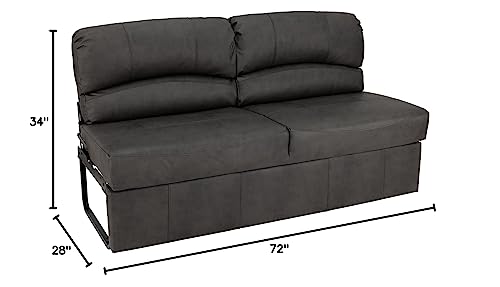 RecPro Charles RV Jackknife Sofa | Love Seat | Sleeper Sofa | Length Options 62", 68", 72" (72 Inch, Gunmetal) - color: Gunmetal, size: 72 Inch