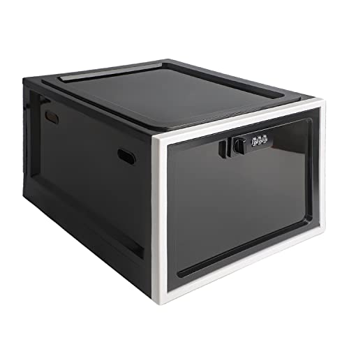 SANIDIKA Medicine Lock Box - Refrigerator Lockable Box for Food Storage Locker - Lockbox with Combination Lock- Pill Case Medical Organizer Locking Cabinet - Ipad Tablet Phone Jail Boxes - color: Black+white