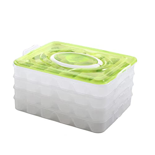 Zerodeko Dumpling Storage Box 4-Layer Stackable Food Container with Handle Portable Organizer for Kitchen and Freezer Each Tray Holds 18 Dumplings Bpa-Free Fresh-Keeping