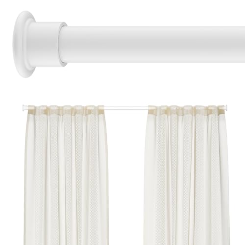 Tension Curtain Rod by EZFurni, 28 to 42 Inch, Adjustable Curtain Rods No Drilling, Heavy Duty tension Rod, Anti-Slip Spring Loaded Curtain Rods for Window, Closet, Door, White - color: White, size: 28-42 Inches