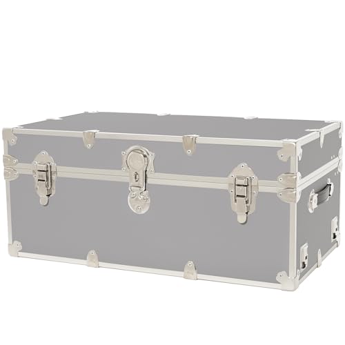 Rhino Trunk & Case Classic Large Trunk - 32"x18"x14", 1500+ lbs Capacity - Many Colors, Soft-Close Lid. Strong, USA Made Summer Camp Footlocker and Secure College Dorm Storage Chest - color: Gray, size: 32" Without Wheels