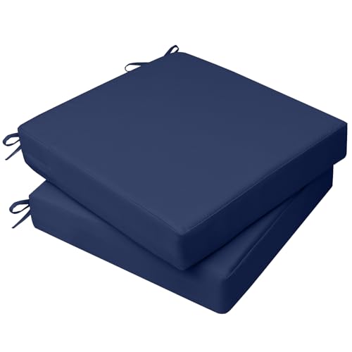 AAAAAcessories Outdoor Seat Cushions for Chairs, Waterproof, Fade-Resistant, 21" x 21" x 3", Patio Furniture Replacement Cushions, Set of 2, Navy Blue - color: Navy Blue, size: 21" x 21" x 3"