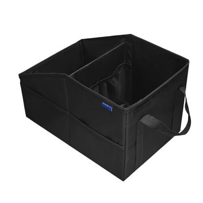 Car Seat Organizer, Passenger Seat, Black | Collapsible, Small Storage, With Lid - color: Black