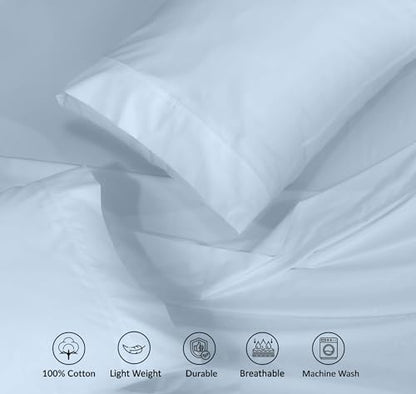 RUVANTI 100% Cotton Percale Sheets Split King Size, Baby Blue | Crisp Cooling, Deep Pocket 16", Soft Breathable & Durable, Hotel-Style, 5 Piece Set - color: Baby Blue, size: Split King