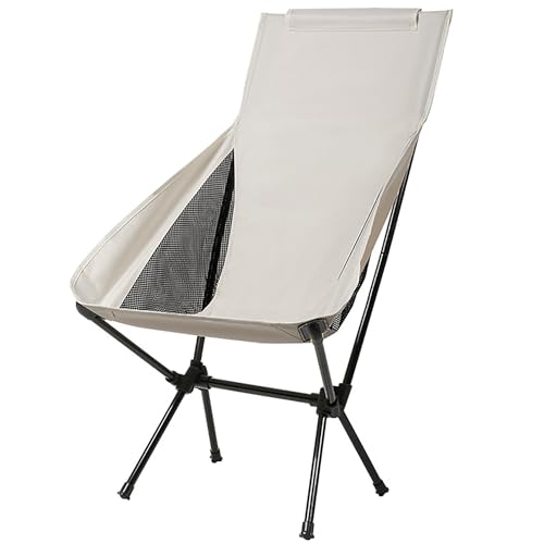 Wind Tour Portable Camping Chair Foldable Outdoor Chair for Hiking Camp Backpacking Lawn Beach Fishing Picnic with Carry Bag (High-Back | White) - color: High-back | White