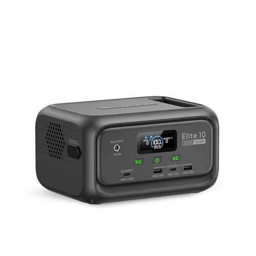 BLUETTI Elite 10 Mini Portable Power Station, 128Wh LiFePO4 Battery with 200W AC Outlet, Flight-Approved Power Bank for Travel, Fast Recharge Solar Generator for Camping & Outage Emergency Backup - style: BLUETTI Elite 10 Grey