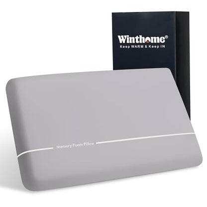 Winthome Memory Foam Pillow, Two-Sided Soft and Firm Neck Pillow for Sleeping, Suitable for Side, Back and Stomach Sleepers with Washable Cover - color: Grey