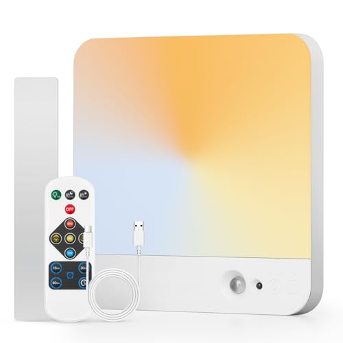 Combuh Rechargeable Ceiling Lights Square 85 Day Battery Operated, 7.87" Wireless Motion Sensor Shower Lighting with Remote 3 Colors Waterproof Magnetic Cordless Lamp for Closet Pantry Hallway - color: 3CCT-Square, size: 1 Pack