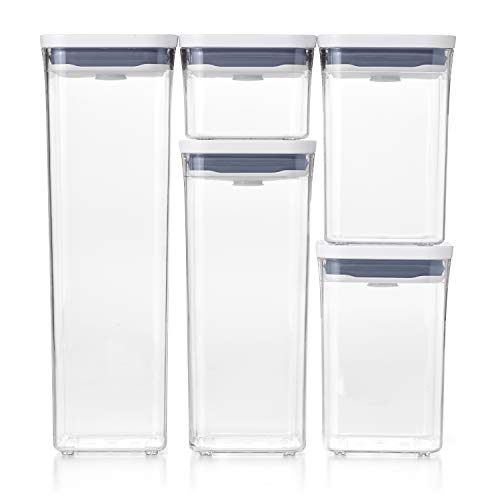 OXO Good Grips Storage Container Airtight | Stackable | For Pantry Organization | Dishwasher Safe | 5 Piece Set, Pack of 2 - color: White (Pack of 2)