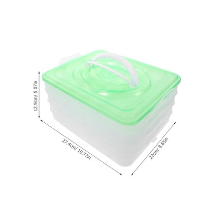 Zerodeko Dumpling Storage Box 4-Layer Stackable Food Container with Handle Portable Organizer for Kitchen and Freezer Each Tray Holds 18 Dumplings Bpa-Free Fresh-Keeping