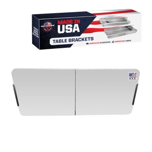Pit Posse 550 Folding Work Picnic Table Holder Wall Mount for Enclosed Race Trailer Shop Garage - Made in USA - Aluminum Bracket Storage Organizer Folds Flat Against Wall -5th Wheel, Toy Hauler,Camper - color: Silver