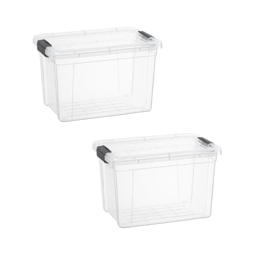 Superio Storage Bins with Lids- 2 Pack, 2.5 Qt Clear Boxes for Organizing, Stackable Plastic Containers- BPA Free, Non-Toxic, Odor Free, Organizer for Home, Office, Dorm - size: 2.5 Qt, style: 2 Pack