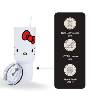 Bioworld Hello Kitty 40 Oz. Stainless Steel Tumbler With Leak-Proof Lid - color: Hello Kitty Face