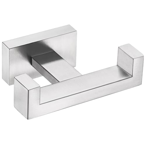 Angle Simple Towel Hook for Bathroom, SUS 304 Stainless Steel Double Robe Coat Hook, Hand Towel Hanger Wall Mount, Brushed Nickel - color: Brushed Nickel, size: 1 Pack