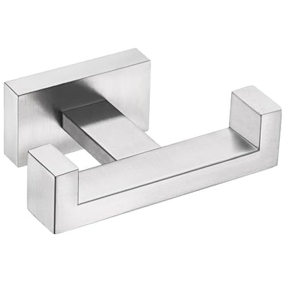 Angle Simple Towel Hook for Bathroom, SUS 304 Stainless Steel Double Robe Coat Hook, Hand Towel Hanger Wall Mount, Brushed Nickel - color: Brushed Nickel, size: 1 Pack