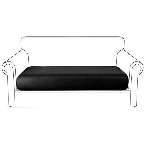 PU Leather Sofa Cushion Covers Sofa Seat Slipcover with Elastic Bottom Waterproof Furniture Protector for for Replacement in Home (Loveseat Cushion, Black) - color: Black, size: Loveseat Cushion