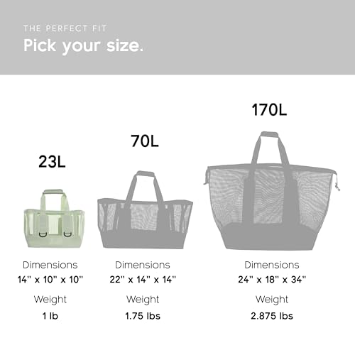 MISSION Boat Gear CASSI Heavy-Duty Outdoor Tote and Waterproof Marine-Grade Mesh Boat Bags - color: Sage, size: 23 Liter