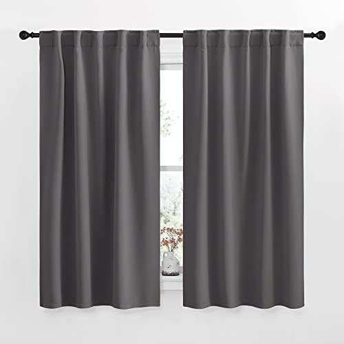 NICETOWN Blackout Curtain Panels for Living Room - (Grey Color) 42x63 Inch, 2 Panels Set, Thermal Insulated Room Darkening Blackout Drapes/Draperies with Rod Pocket & Back Tab for Window - color: Grey, size: 42"W x 63"L (Pack of 2)