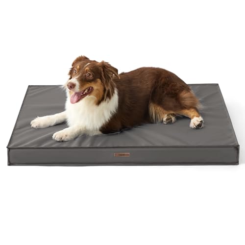 LE SURE Outdoor Waterproof Dog Bed for Medium Sized Dogs, Orthopedic Egg Crate Foam Pet Bed with Oxford Fabric Surface and Removable and Durable Cover, Machine Washable, 30''x20'', Grey - color: Grey, size: 30"L x 20"W x 3"Th