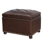 Joveco Faux Leather Storage Ottoman Bench Rectangle 24 Inch Foot Rest Ottomans (Brown) - color: Brown
