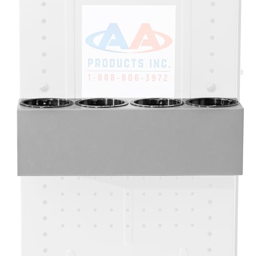 AA Products P-SH-Spray Can Holder 4 Bottle Spray Holder Rack Wall-Mounted Racks, Steel Aerosol Can Rack Design for 13" D Van Shelving for Garage and Workspace (Silver) - size: 13" Wide