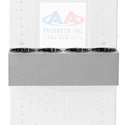 AA Products P-SH-Spray Can Holder 4 Bottle Spray Holder Rack Wall-Mounted Racks, Steel Aerosol Can Rack Design for 13" D Van Shelving for Garage and Workspace (Silver) - size: 13" Wide