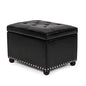 Joveco Leather Storage Ottoman, 24" Rectangle Tufted Foot Rest Stool, for Living Room Bedroom, Midnight Black - color: Midnight Black