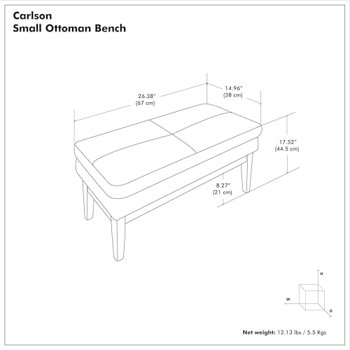 SIMPLIHOME Carlson Small Ottoman Bench - 27 inch Wide Upholstered Woven Fabric Rectangle Ottoman in Marigold, Mid Century Modern Bench for Bedroom, Entryway or Living Room with Padded Seat - color: Marigold, style: Small Ottoman Bench