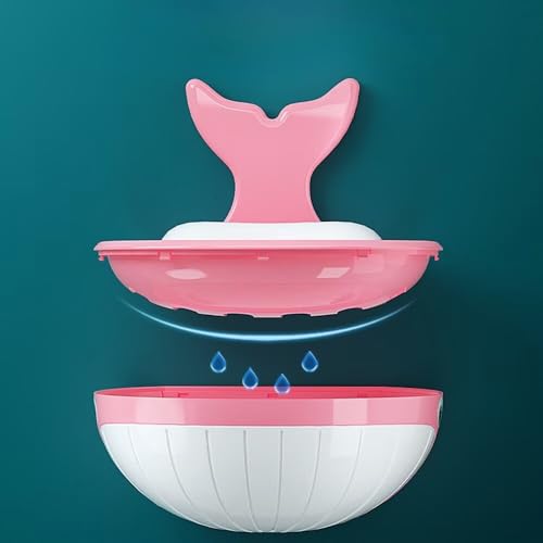 Soap Holder Shower Dish bar Wall Bathroom Shampoo Dishes Caddy Mounted Sponge Adhesive Tray Bath Shelf Draining Dishes Cute Whale Design Bathtub Kitchen Sink jabonera para baño，Yellow - color: B-yellow