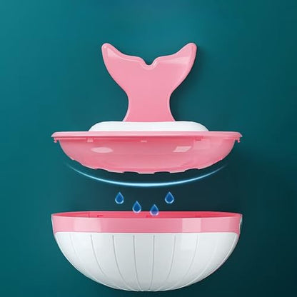 Soap Holder Shower Dish bar Wall Bathroom Shampoo Dishes Caddy Mounted Sponge Adhesive Tray Bath Shelf Draining Dishes Cute Whale Design Bathtub Kitchen Sink jabonera para baño，Yellow - color: B-yellow