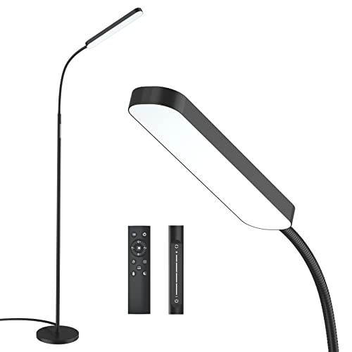 Wio-Mio Floor lamp, 15w/1000lm Bright LED Floor Lamp with Stepless Adjustable 3000K-6000K Colors and Dimmer, Remote and Touch Control, Adjustable Floor Lamp for Living Room - color: 1. Matte Black