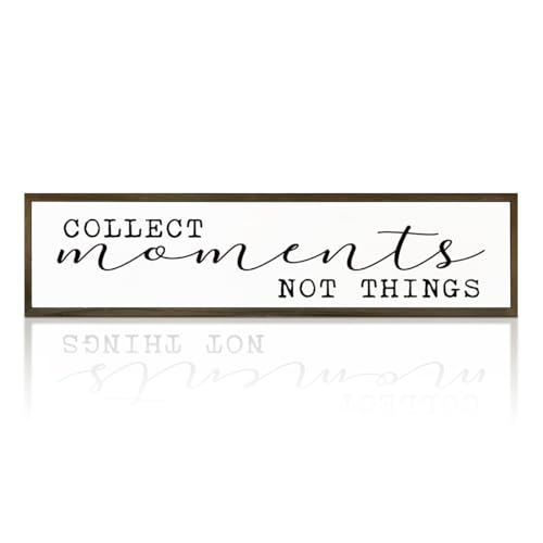Farmhouse Wood Sign, Inspirational Wall Art, Home Living Room Bedroom Decor, Housewarming Decor, Framed Wooden Hanging Sign, Collect Moments Not Things Sign 17.8x4x1.2 inches - color: Day Sign 25