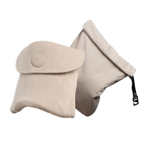 Trtl Pillow Air – Scientifically Proven Travel Pillow with Premium Head & Neck Support – Breathable 100% Cotton Fabric for a Cooler Feel – for Airplane Travel – Machine Washable – Sand Beige – Small - color: Sand Beige, size: Small (Air)