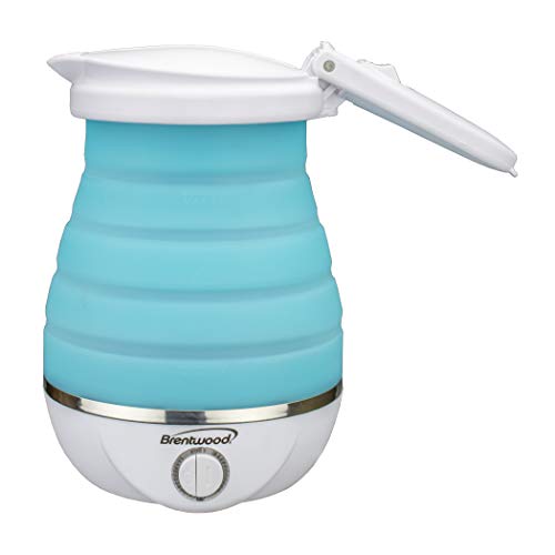 Brentwood KT-1508BL Dual Voltage 120/220 Volt Collapsible-Travel Kettle, 0.8 Liter, Blue - color: Blue