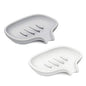 SUBEKYU Silicone Soap Dish for Bathroom,Bar Soap Holder for Shower with Draining Tray, Waterfall Soap Tray for Kitchen Sink, Set of 2 (White + Gray(Style 1)) - color: White + Gray(style 1)