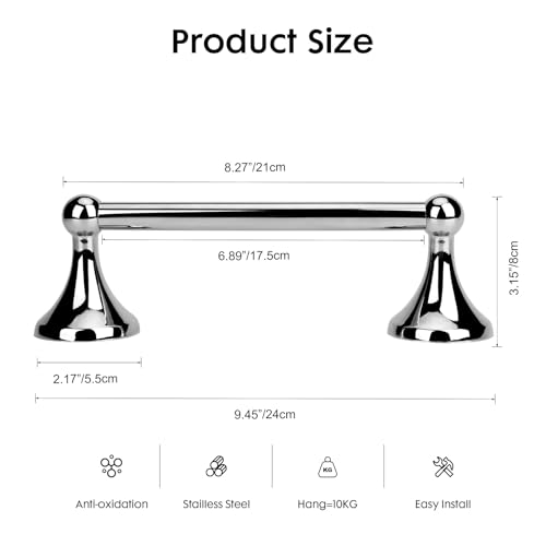 Antique Hand Towel Holder Chrome for Bathroom,Towel Bar 9-Inch,Bathroom Accessories Towel Rack, Wall Mounted,Towel Hanger,Towel Ring for Bathroom - color: Chrome