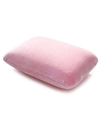 Travel Pillow Small Camping Pillow Memory Foam Bed Neck Soft Pillow Lightweight Easy to Carry Portable Home Pillow Removable Pillow Cover with Travel Storage Bag (Pink) - color: Pink