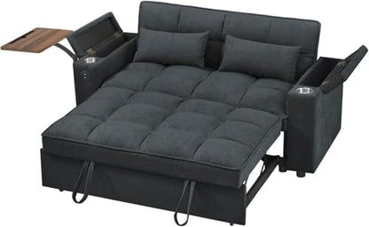 oaaktu 65''Convertible Sleeper Sofa Bed,3-in-1 Pull Out Couch Bed with 360 Degree rotatable Side Table and USB Ports for Living Room,RV (07Dark Grey) - color: 07dark Grey