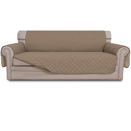 Easy-Going 4 Seater Sofa Slipcover Reversible Sofa Cover Water Resistant Couch Cover with Foam Sticks Elastic Straps Furniture Protector for Pets Children Dog Cat (XX-Large, Beige/Beige) - color: Beige/Beige, size: XX-Large Sofa