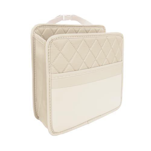 Car Seat Back Organizer, Car Organizers and Storage, Leather Multipurpose Vehicle Backseat Storage Pocket, Auto Interior Accessories Waterproof Hanging Bag for SUV Sedan Truck (Beige) - color: Beige