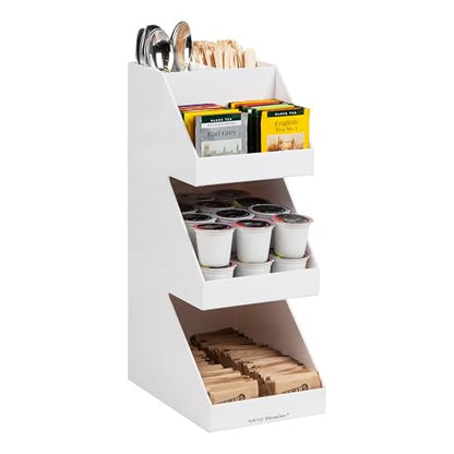 Mind Reader Coffee Tea Utensil and Condiment Station, Countertop Organizer, Coffee Bar, Kitchen, 6"L x 9"W x 16"H, White - size: 3 Tier