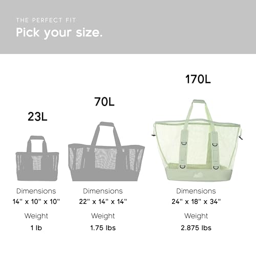 MISSION Boat Gear CASSI Heavy-Duty Outdoor Tote and Waterproof Marine-Grade Mesh Boat Bags - color: Sage, size: 170 Liter