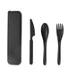Wheat Straw Utensils Set with Case, Reusable Travel Cutlery Knife Fork Spoon, BPA-Free Portable Flatware for Camping, Hiking & Picnic (Black) - color: Black
