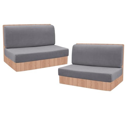 FUANGUI RV Dinette Cushion Covers - Stretch Camper Cushion Booth Seats Replacement - Washable Sofa Furniture Protector (Light Gray, 2 Bench & 2 Backrest Covers) - color: Light Gray