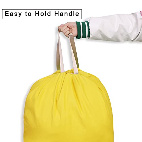 Cotton Canvas Laundry Bag with Handles & Drawstring Straps, Heavy Duty Extra Large Laundry Bags for Laundromat and Household, 25.5x34 Inch, Yellow - color: Yellow