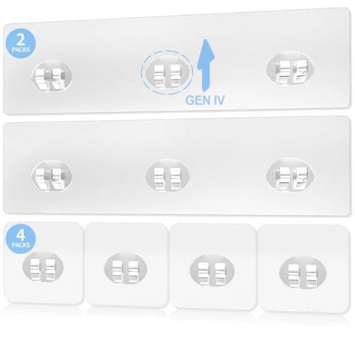 Elegant Shower Caddy Adhesive Replacement, 6 PCS Strong Waterproof Adhesive Hooks and Strips for Shower Shelf and Bathroom Storage Shelves, No Drilling Also Fit Kitchen Rack - color: Transparent-6 Pack